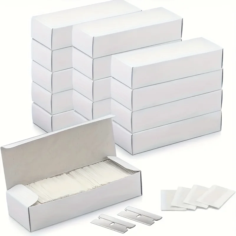 A box of 10/50/100 industrial razor blades, single-edged box cutter replacement blades, metal tool-free replacement blades
