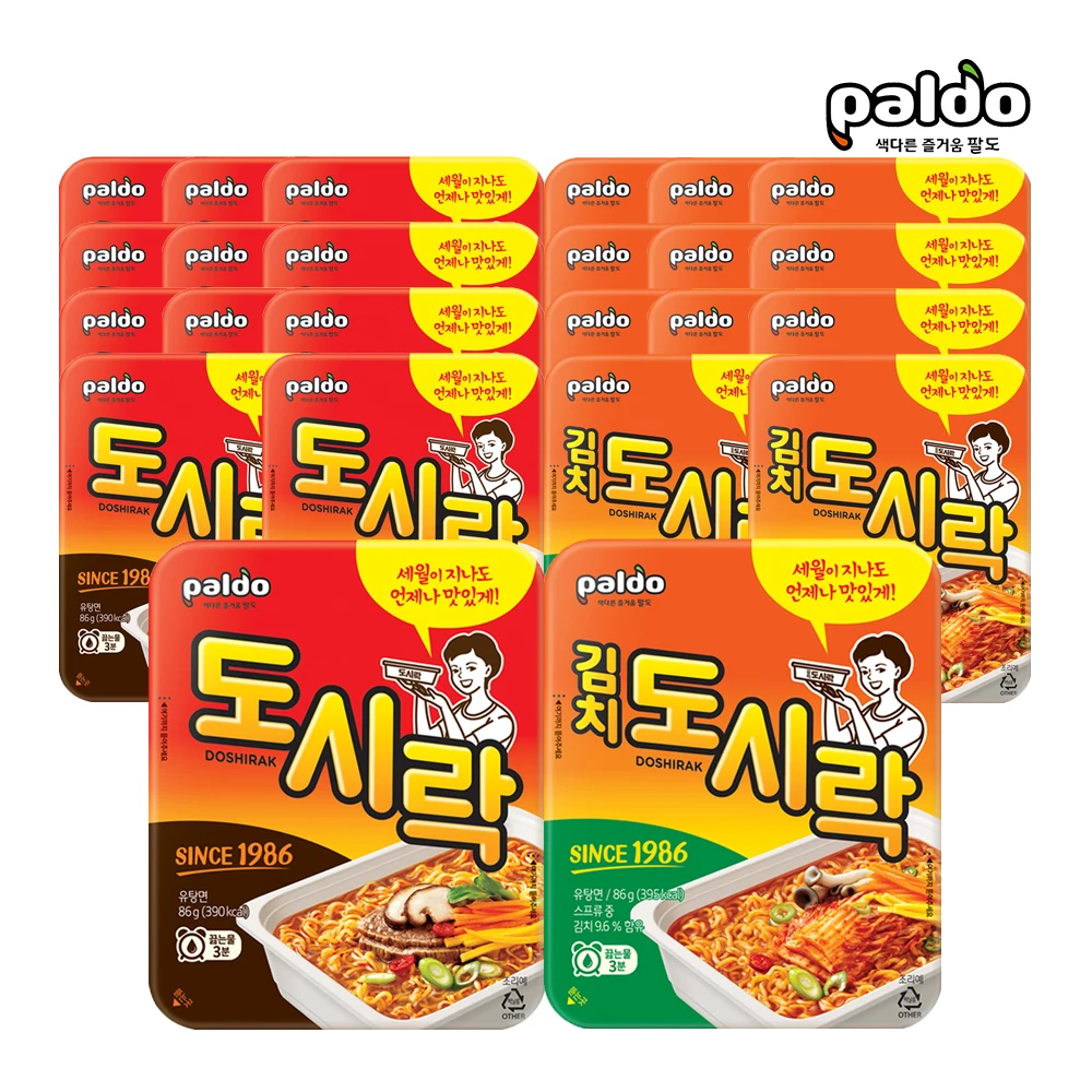 Paldo Cup Noodles 86g Lunch Box 12p + Kimchi Lunch Box 12p