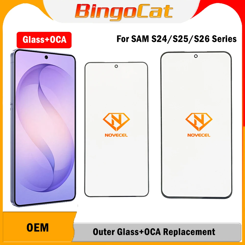Novecel 5Pcs Screen Front Glass+OCA Glue for Samsung Galaxy S26 S25 S24 Plus Ultra Edge S942 S947 Touch Panel Cover Repair Parts