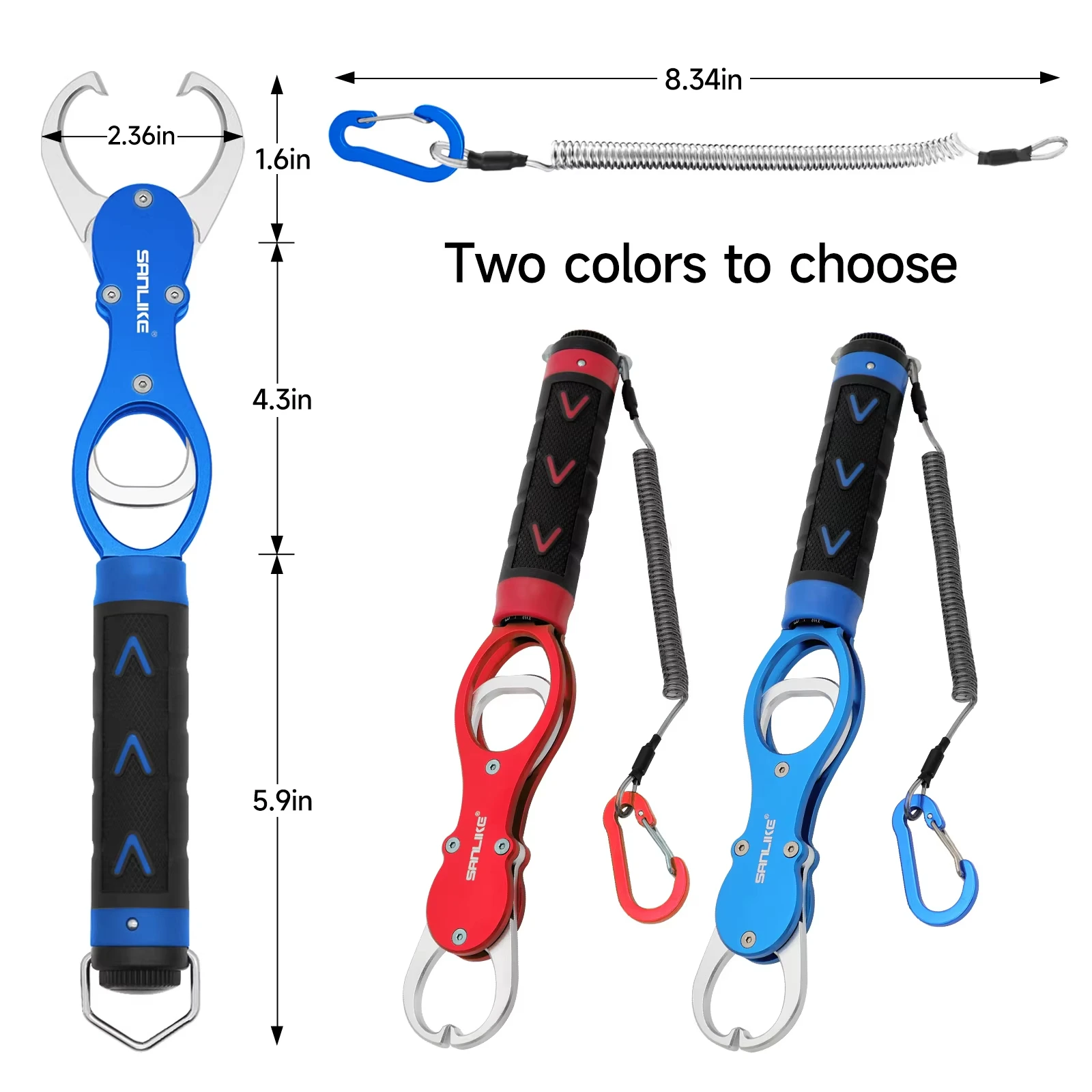 SANLIKE Fishing pliers set Aluminium alloy handle with safety cord Portable fishing lip pliers with weighing scale Fishing tools