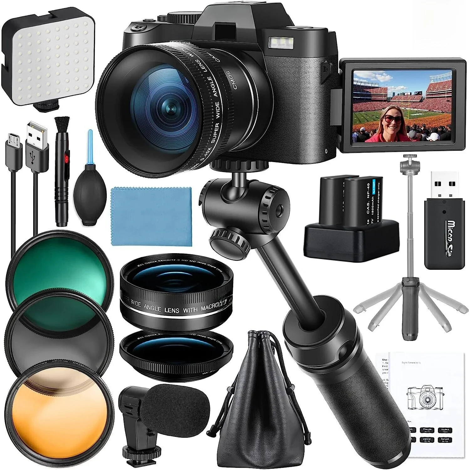 NBD 4K Digitale Camera voor Fotografie 48MP Vlogging Camera voor Youtube met Microfoon WiFi 3-Kleuren Filter en Statiefgreep - afbeelding 2