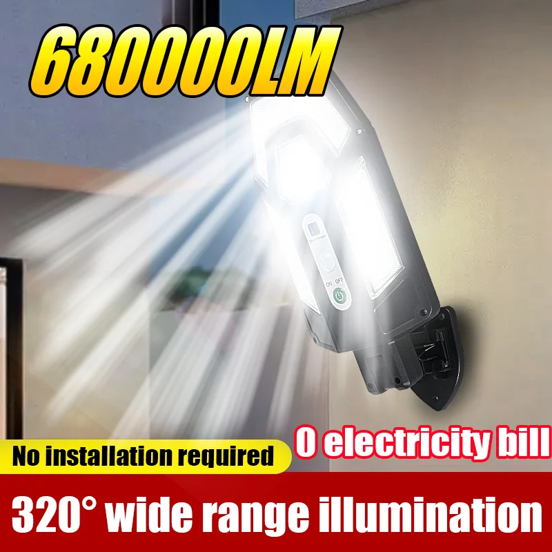 

680000LM Super Bright Outdoor Solar Lamp With Motion Sensor Remote Control Solar Powered Spotlight Lamp Wall Garden Street Light