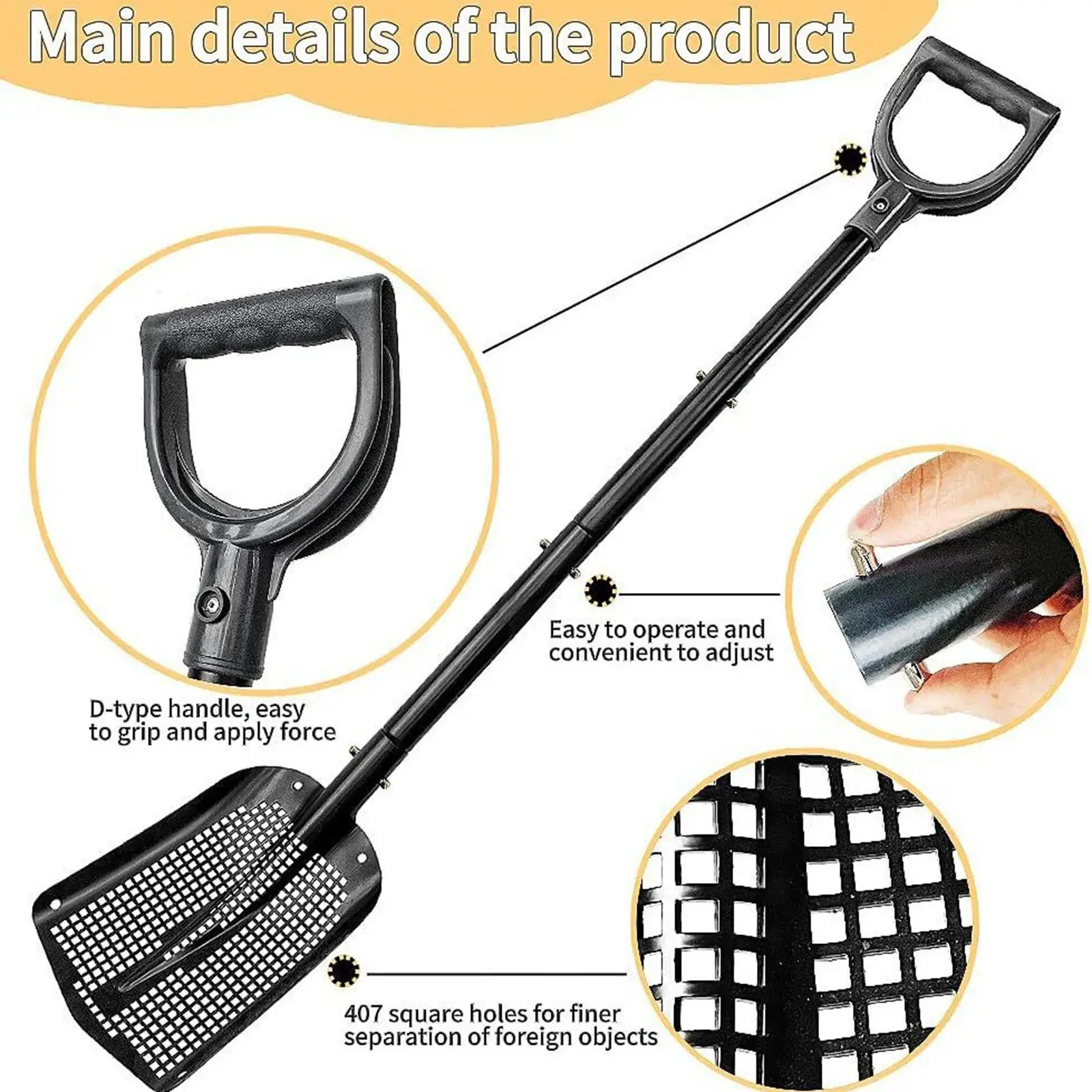 Pala para tamizar arena, herramienta de jardinería ligera, pala para arena, pala para arena para jardinería, limpieza de arena para gatos, gallinero