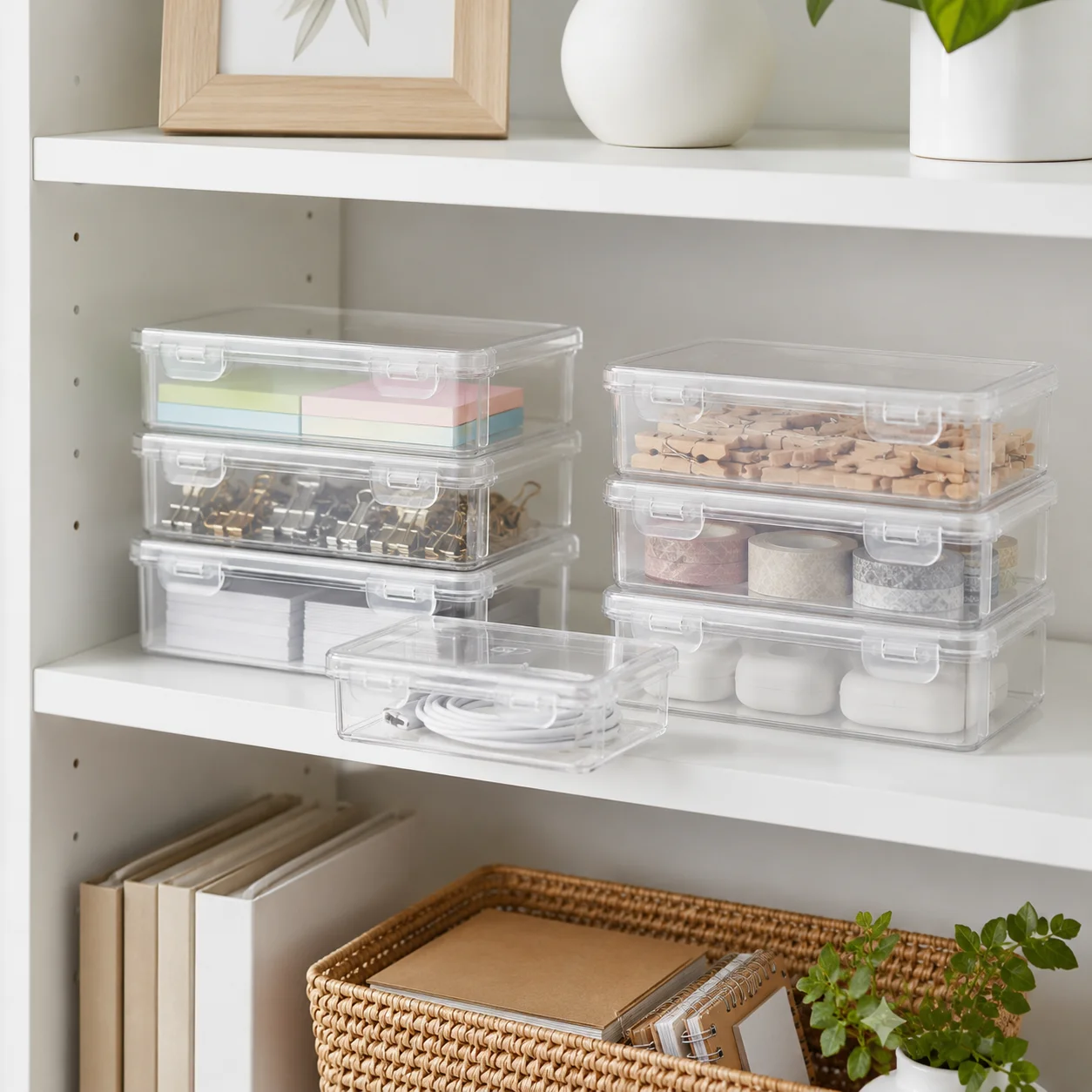 Clear Plastic Storage Boxes With Secure Lids Stackable Small… — view 6