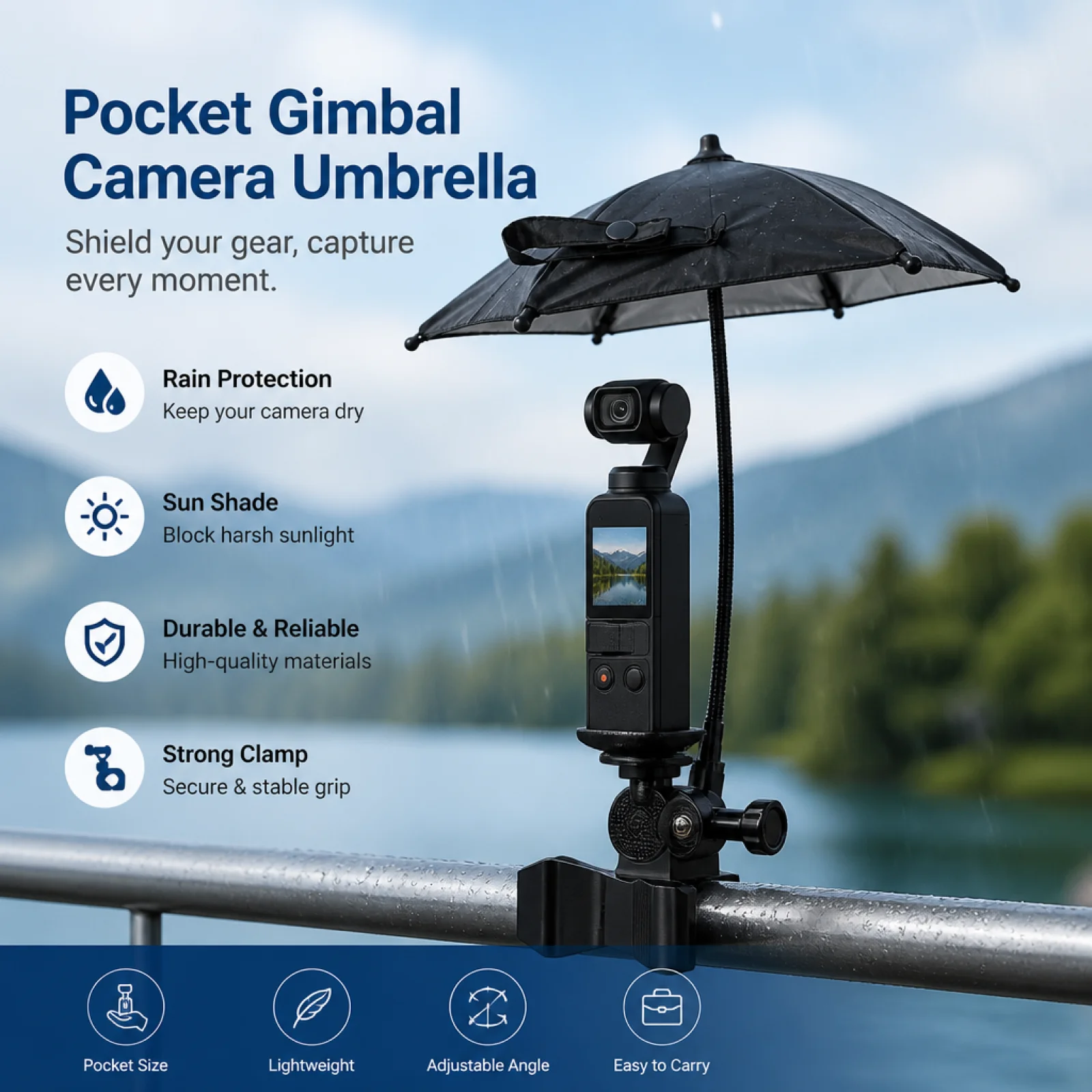 Practical Portable Umbrella Rain Protection Durable Camera Accessory for Pocket 2 3 Durability Rain Umbrella