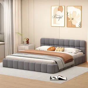 Rosahqndaソフトバックレストパディングベッドブースダブルベッドフラットベッド布張りエッジスラットリネンなしマットレスなし 10ベストセールスベッド120x200 -10