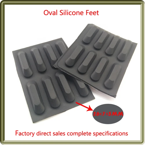 Imagen 2 del producto Almohadilla de goma de silicona ovalada negra, almohadilla amortiguadora para Notebook, almohadilla antideslizante para cuchillo, almohadilla para pie de perforación, 26x7x5MM