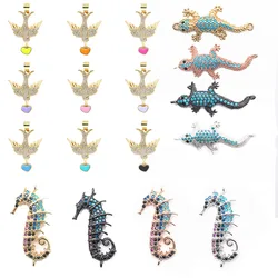 Colorful Zirconia Animal Cute Bird Charm Pendant For Necklace Bracelet DIY Jewelry Making  Seahorse Lizard Accessories Wholesale