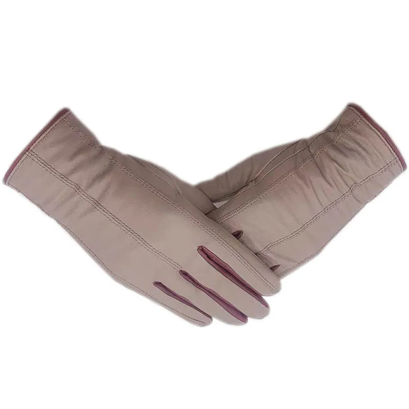 

Winter women's genuine leather gloves dark beige warm new style driving comfortable riding gift women's sheepskin warm new style