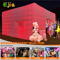 20/26FT LED Inflatable Night Club Tent Large White Air Cube Tent House with Blower Party Night Club for Party Exhibition