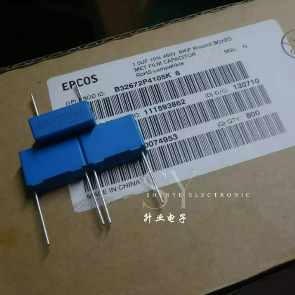 5pcs/lot EPCOS MKP 1.0uf 450V 1uf 1u0 105 K Brand New 15mm Resonant Circuits Power Factor Correction Film Capacitor B32672P4105K