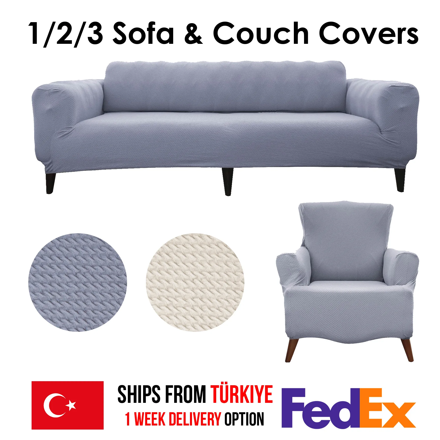 

Jacquard Elastic Stretch Sofa Cover Spandex Plain Couch Covers for 3 Seater Universal Sofas Sectional Livingroom