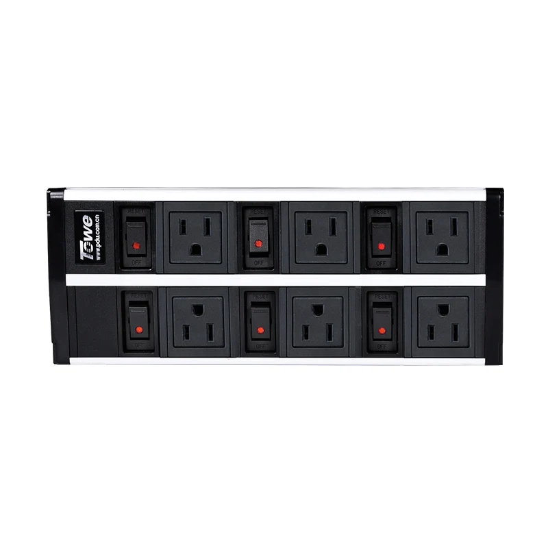 

6 Outlet Power Strip Mountable Charging Station Individually Switched Desktop PDU with 2m Cord