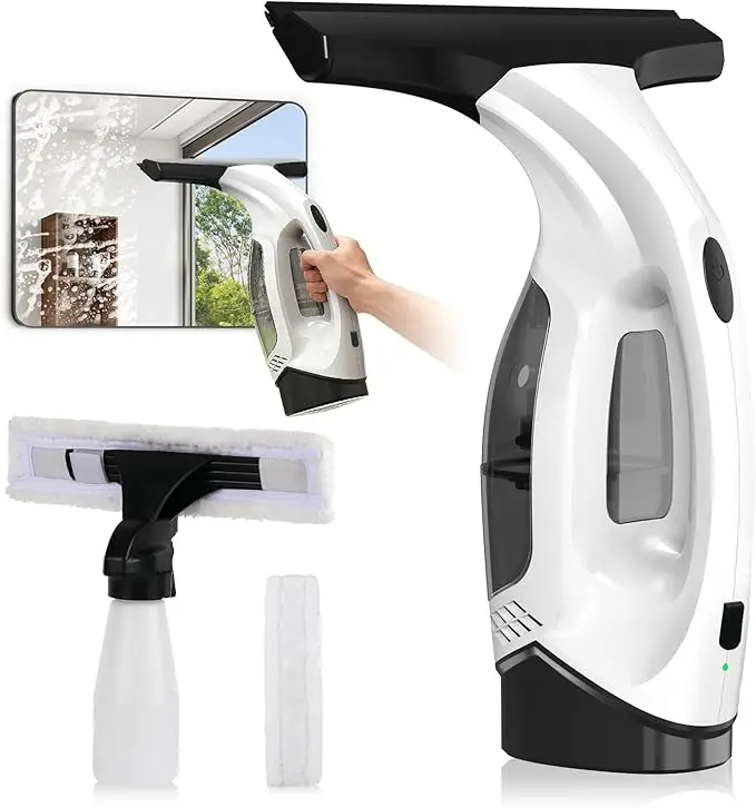 Window Vacuum Squeegee Cordless 2000Pa Electric Window Cleaner Tool with 2200mAh 150ml Water Collection Tank Window Cleaning Kit