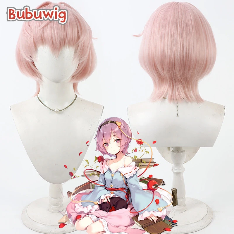 

Bubuwig Synthetic Hair Satori Komeiji Cosplay Wigs Touhou Project Satori Komeiji Short Straight Pink Bobo Wig Heat Resistant