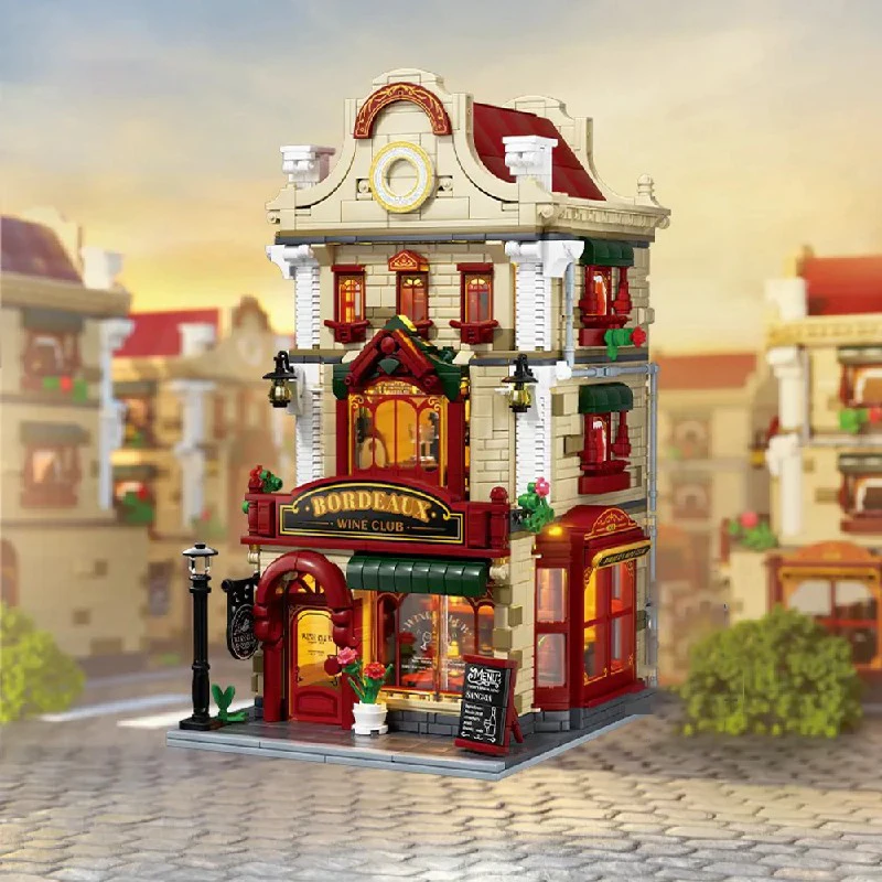 

1511 шт., бордоская таверна, средневековый замок, строительный набор, городская архитектура, модульный строительный блок, сборная модель, комплект, подарок для взрослых