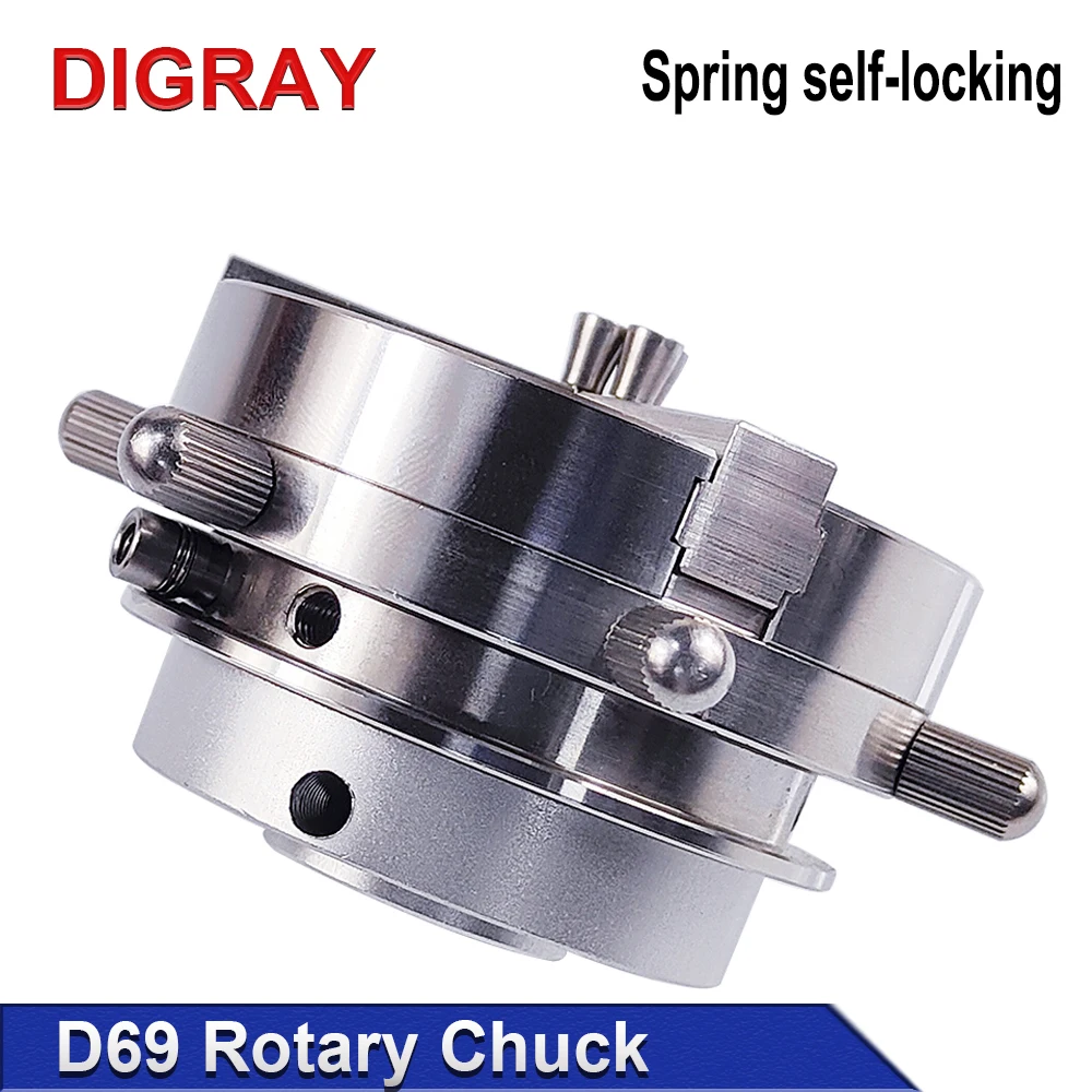 DIGRAY D69 Auto Lock Rotary Attachment CNC Router Laser Engraving Machine Rotary Axis Chuck for Ring Bracelet Jewelry Marking.