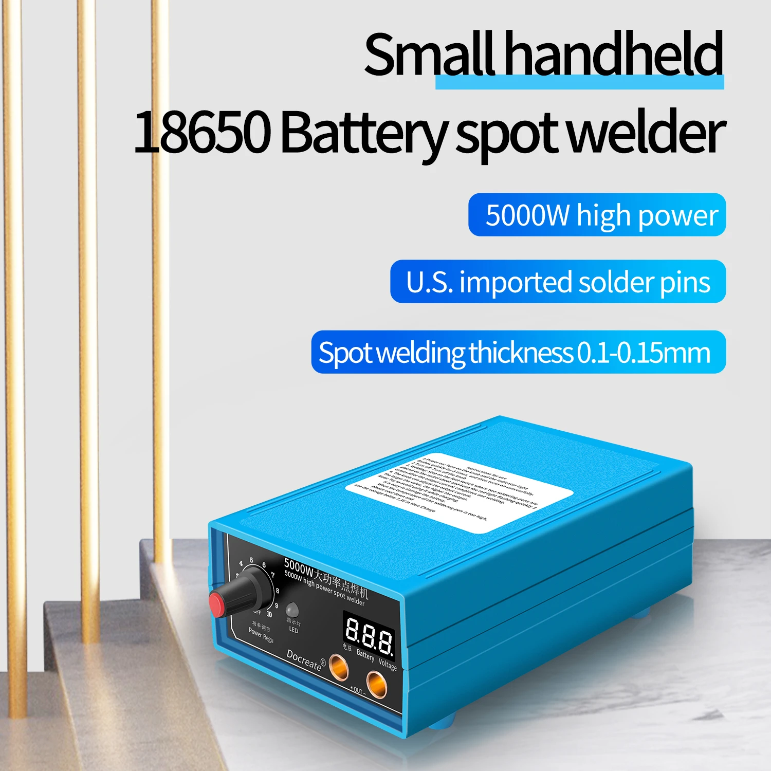 Mini soudeuse par points portable 5000W, machine à souder à batterie 18650 pour soudage par points de feuilles de nickel de 0,1 à 0,15 mm