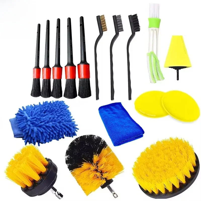 PWS nouveau Kit de brosses de détail de voiture brosses pour le nettoyage automobile nettoyage de l'air automatique brosse de forage électrique voitures nettoyage de la poussière de saleté