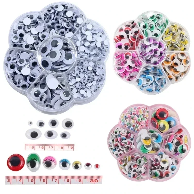 210-800 sztuk samoprzylepne oczy dla lalek dla majsterkowiczów zabawki rzemieślnicze Googly Wiggly oczy dekoracje do scrapbookingu zapasy rzemieślnicze 4/5/6/7/8/10/12mm — zdjęcie 2