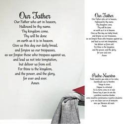Our Father The Lord's Prayer Decal Spanish Padre Nuestro Vinyl Sticker Bible Verse Quote Wall Decals Christian Scripture Decor