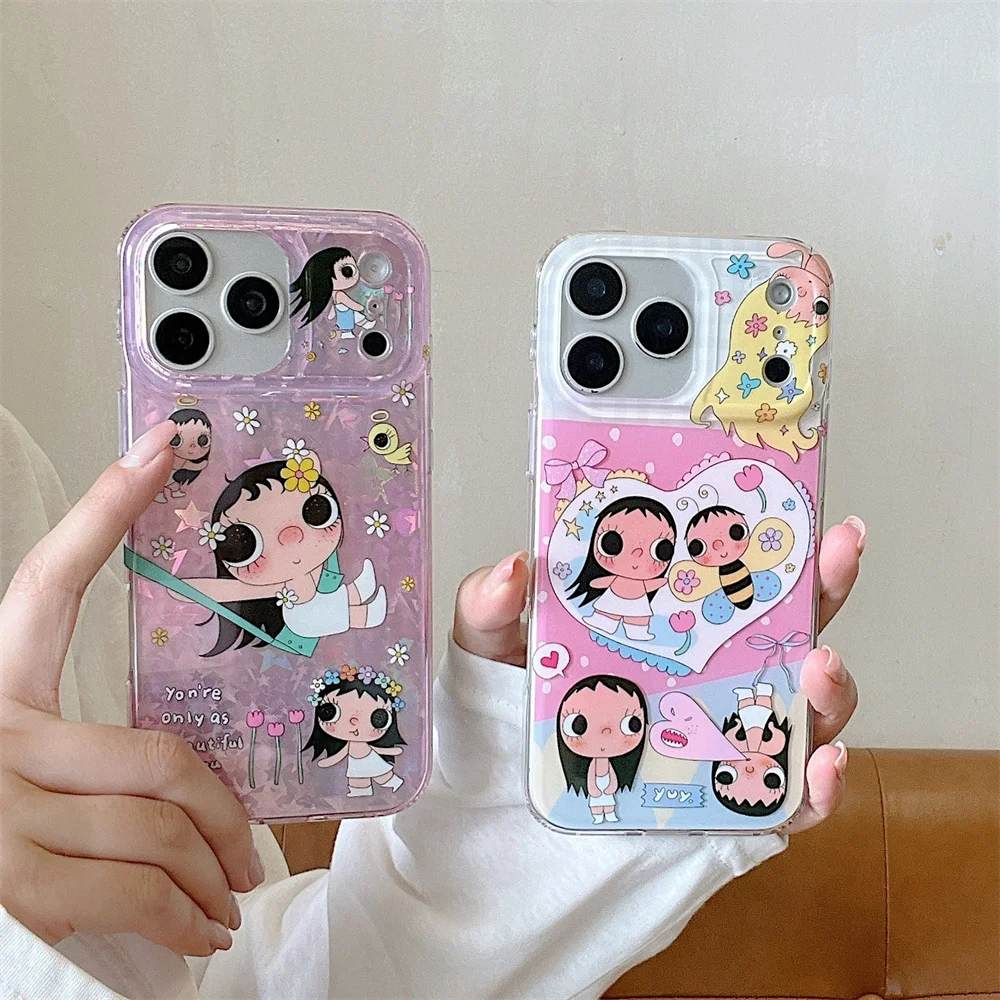 

Funny Cartoon Girl Korean Fashion Phone Case for iPhone 17 16 15 14 13 15 Pro 16 Max 17 Pro Max Cover Cute Shockproof Fundas