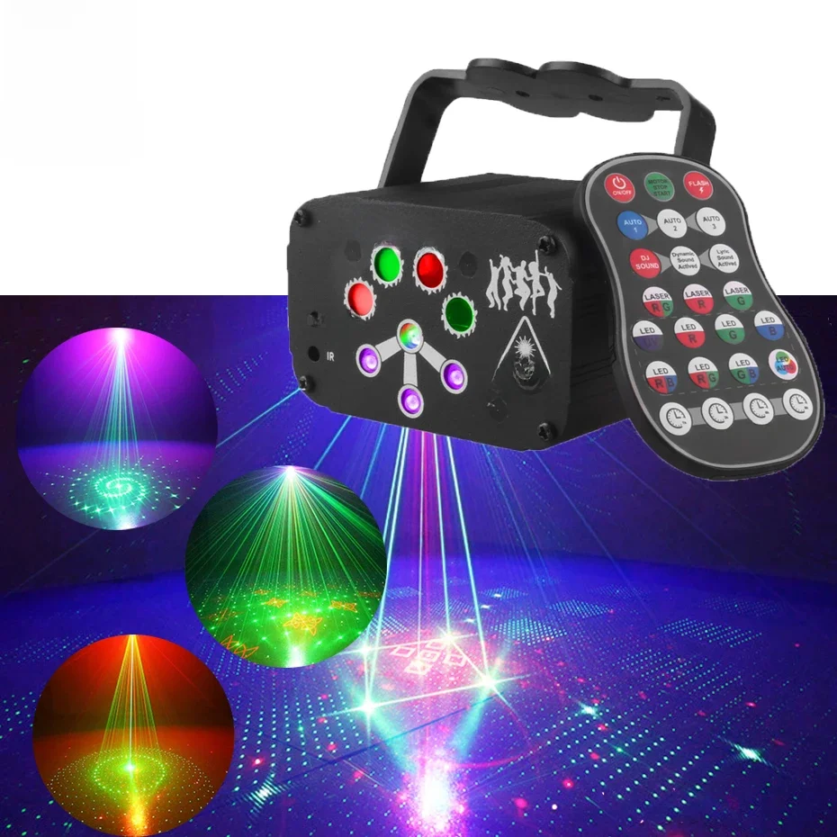 ALIEN Mini projecteur Laser Disco LED, Rechargeable par USB, son UV, effet stroboscopique sur scène, lampe de fête de mariage, de noël