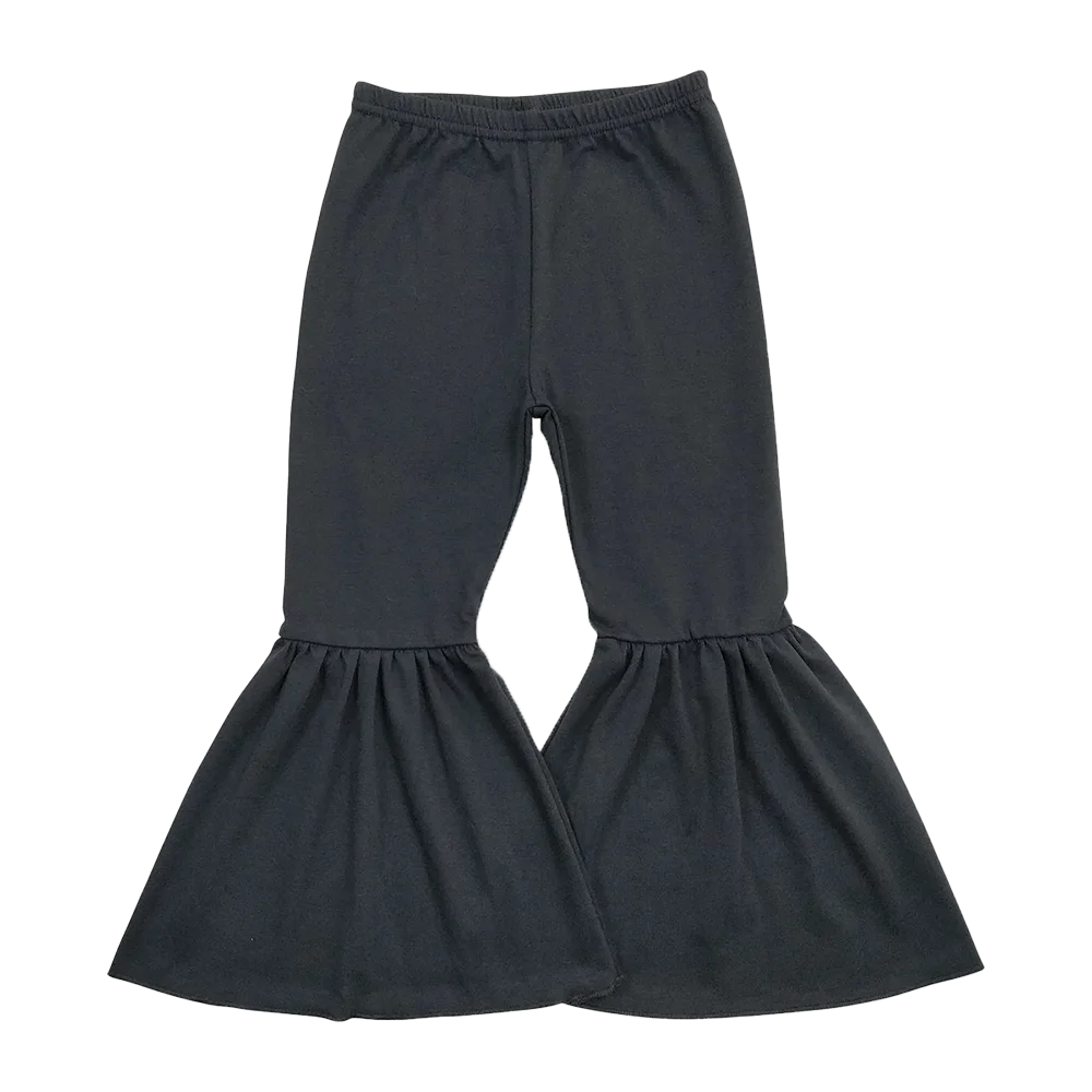 

P0422 Baby Girls Pants Black cotton kids girls bell bottom pants