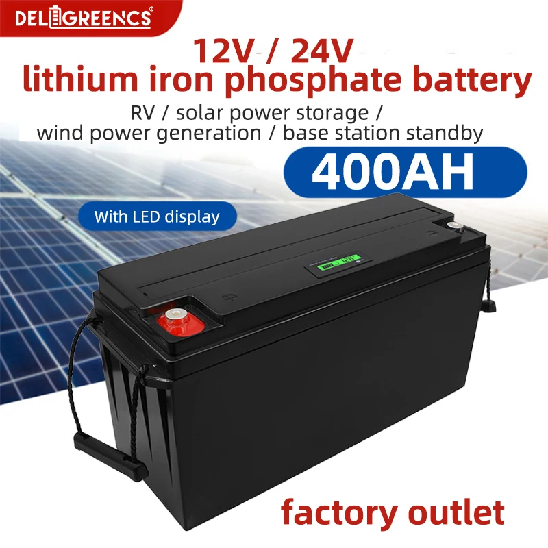 LiFePO4 Grade A 12V 48V 100Ah 200Ah 300Ah Battery Pack With LED BMS BT 4000 Cycles  RV Rechargeable Lithium Battery No Tax