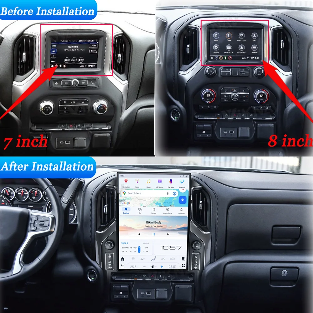 Radio samochodowe Viknav Android dla GMC Sierra Chevrolet Silverado 2019-2023 15,6-calowy ekran dotykowy HD Carplay Auto Odtwarzacz multimedialny