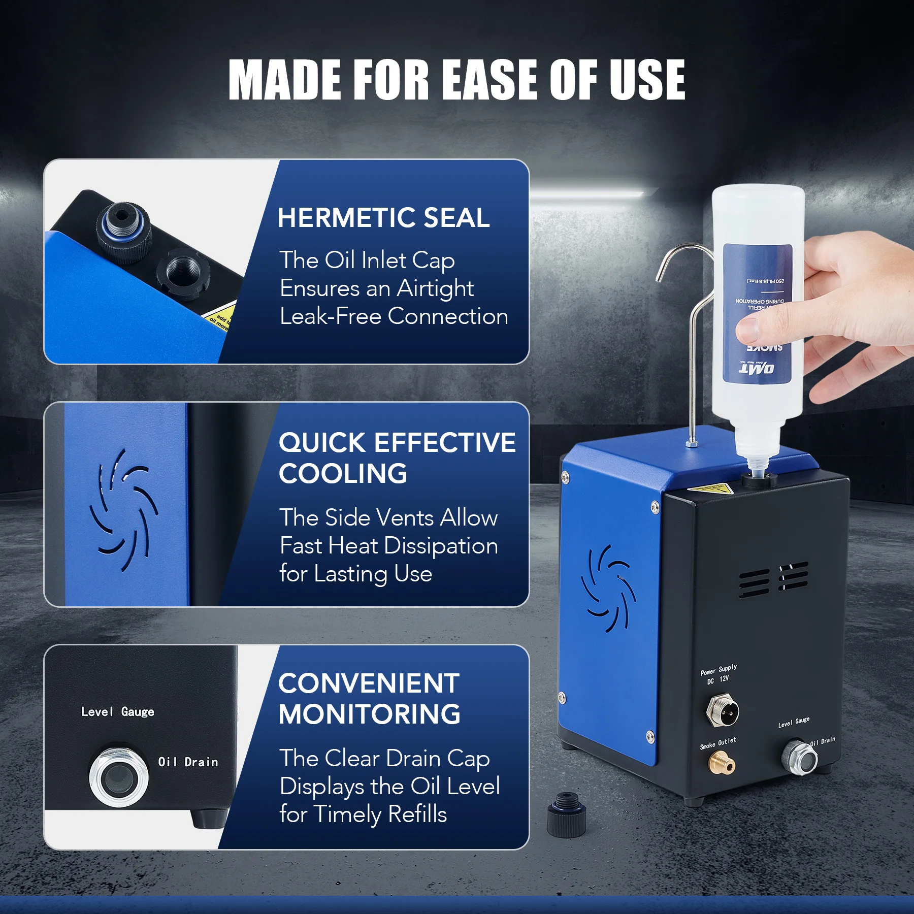 OMT السيارات EVAP آلة كاشف تسرب الدخان نظام الأنابيب فراغ التشخيص تستر r نظام أنابيب الوقود السيارات اختبار التشخيص #4