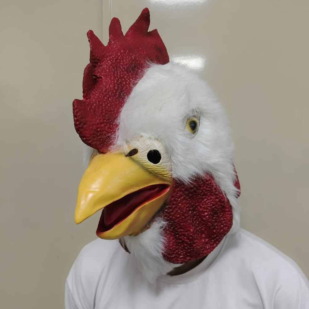 オンドリの頭マスク ハロウィンコスチューム コスプレ ラテックス動物面白いマスク マイアミコスプレキラー小道具 動物マスクヘッドカバー