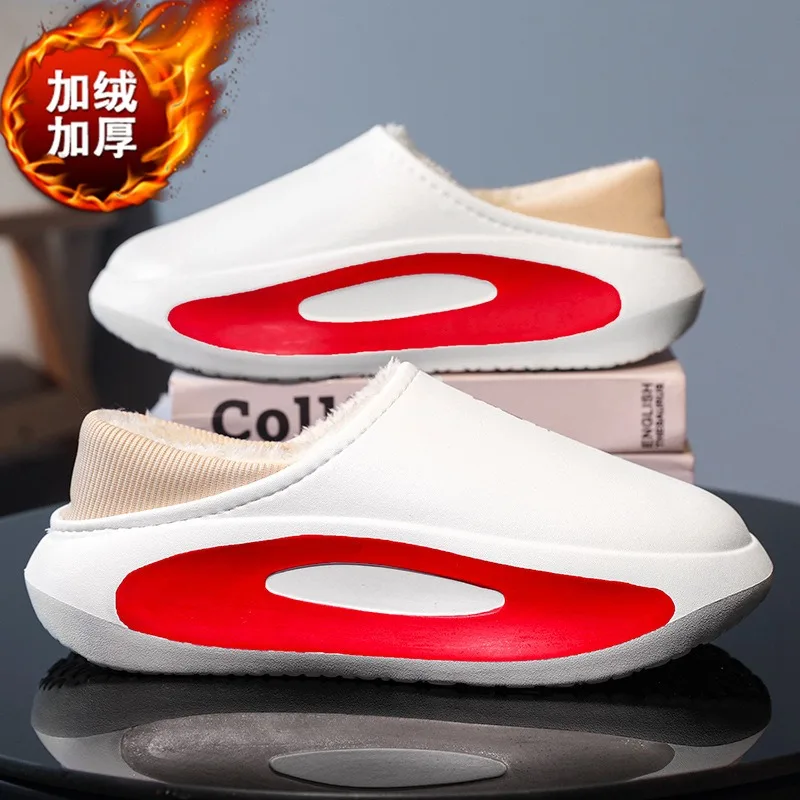 

Мужские зимние тапочки, домашняя обувь на плюшевой флисовой подкладке, ультрамягкая домашняя удобная нескользящая домашняя обувь для пар