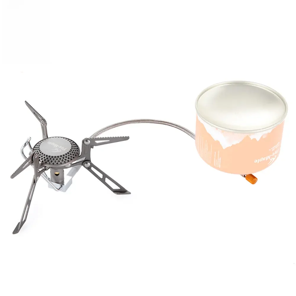 Ogień Maple tytanowe ostrze 2 palniki gazowe Ultralight 135g kuchenki gazowe kuchenka z pre-heat Tube Outdoor Camping Remote kuchenka gazowa — zdjęcie 2