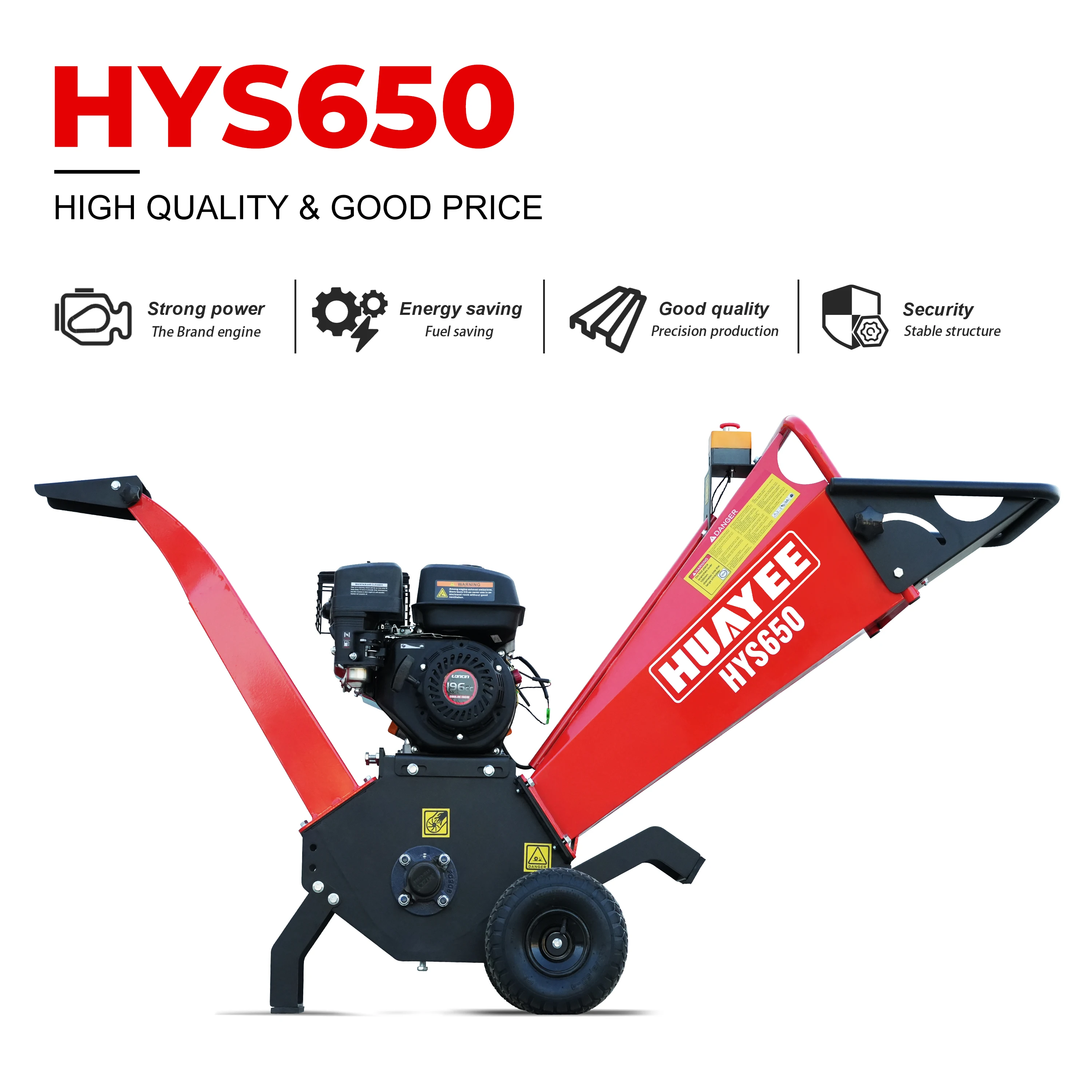 6.5마력 196cc 가솔린 엔진 나무 파쇄기, 나뭇잎 및 가지 분쇄기, 나무 관리 및 조경용 브러시 치퍼