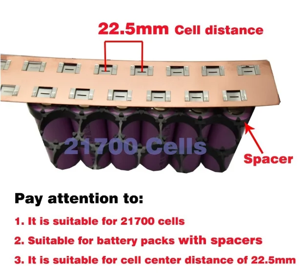 3PCS 0.3mm Thickness Cu Copper Nickel Strips 800mm Length High Current Connector 21700 2P Honeycomb Spacer 22.5mm Copper Busbars