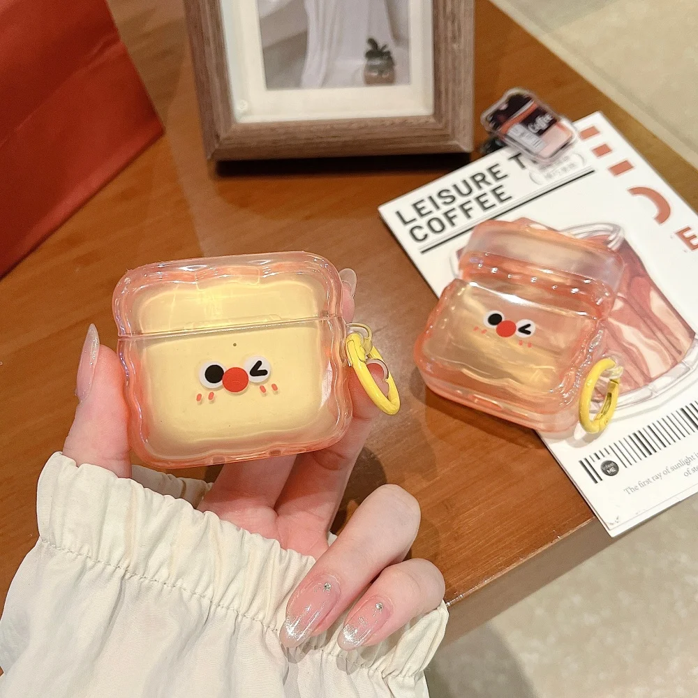 

Cute toast earphone protective case, suitable for AirPods 4/3/2 Pro/2/4, fashionable and cute new shockproof protective case