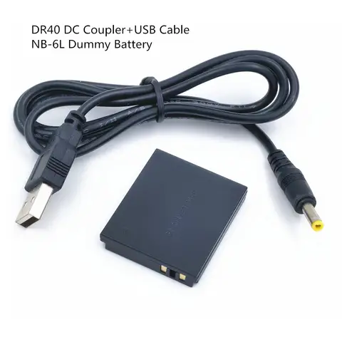 Convertidor USB + batería simulada de NB-6L acoplador CC DR40 DR-40 para Canon ACK-DC40 ACKDC40 PowerShot D10 S90 S95 SD1200 IS