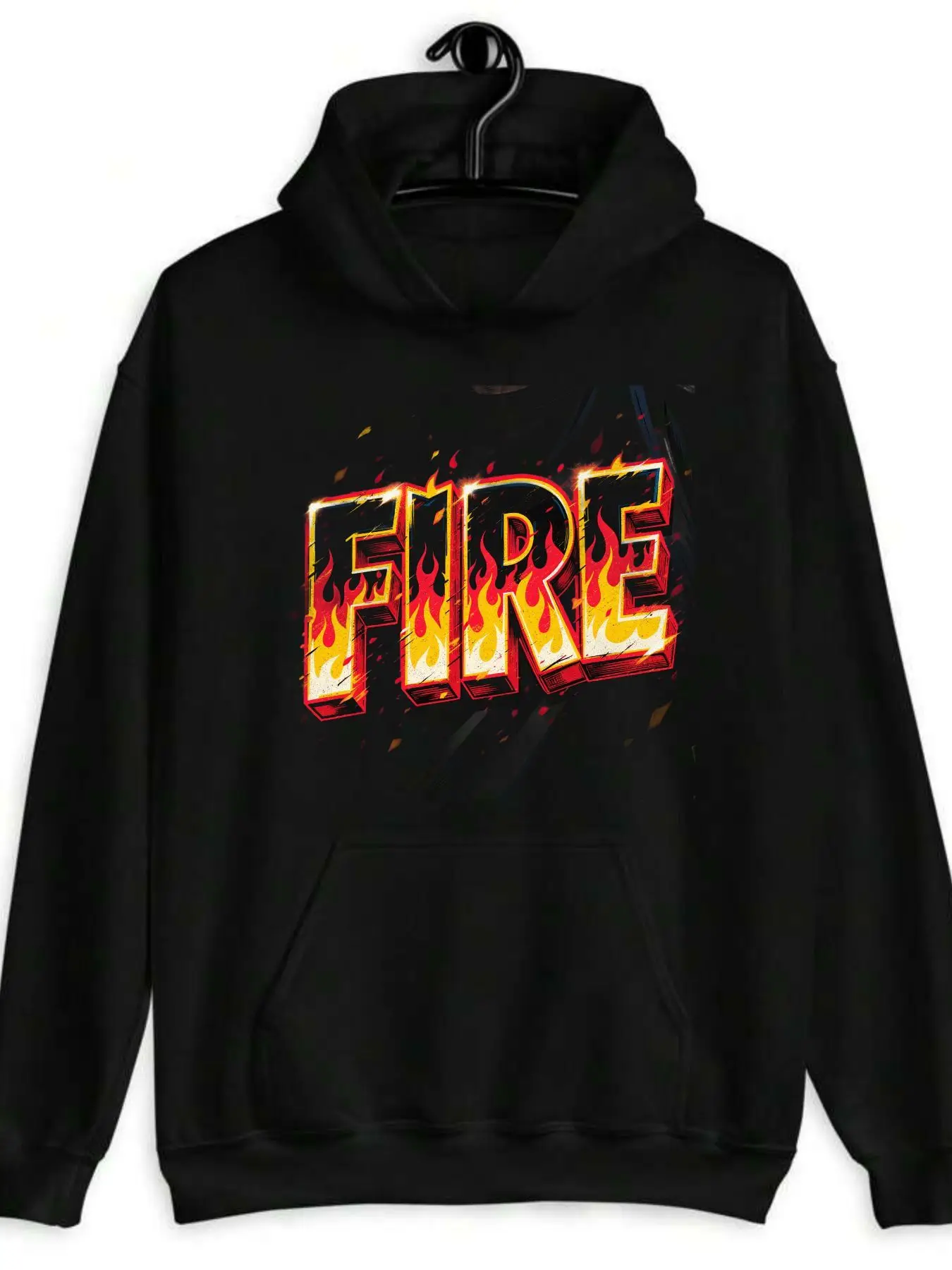 

Men'S FIRE Flame Graphic Hooded Sweatshirt Bold Flame Lettering Fire Effect Design Relaxed Fit Pullover Hoodie Cozy Front Pocket