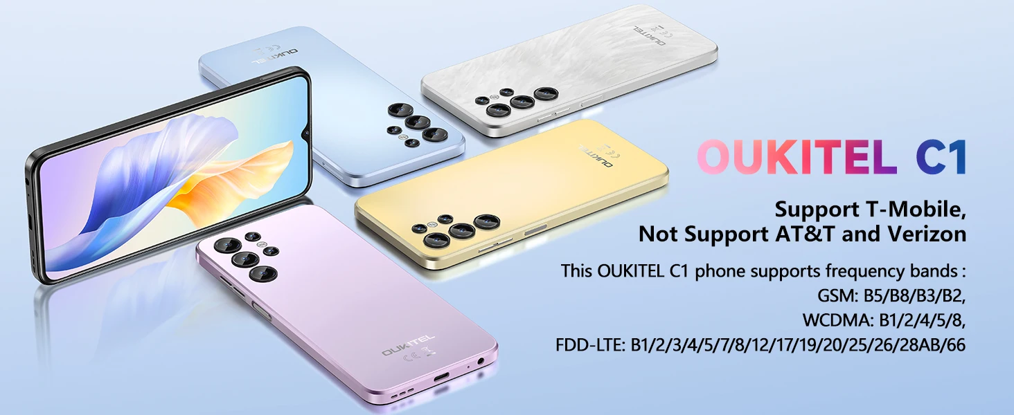 OUKITEL C1 Android 15 Cell Phone Unlocked 2025-16GB+128GB(TF 1TB), 6.52'' Waterdrop Screen, 5150mAh Battery Smartphone, 13MP Camera