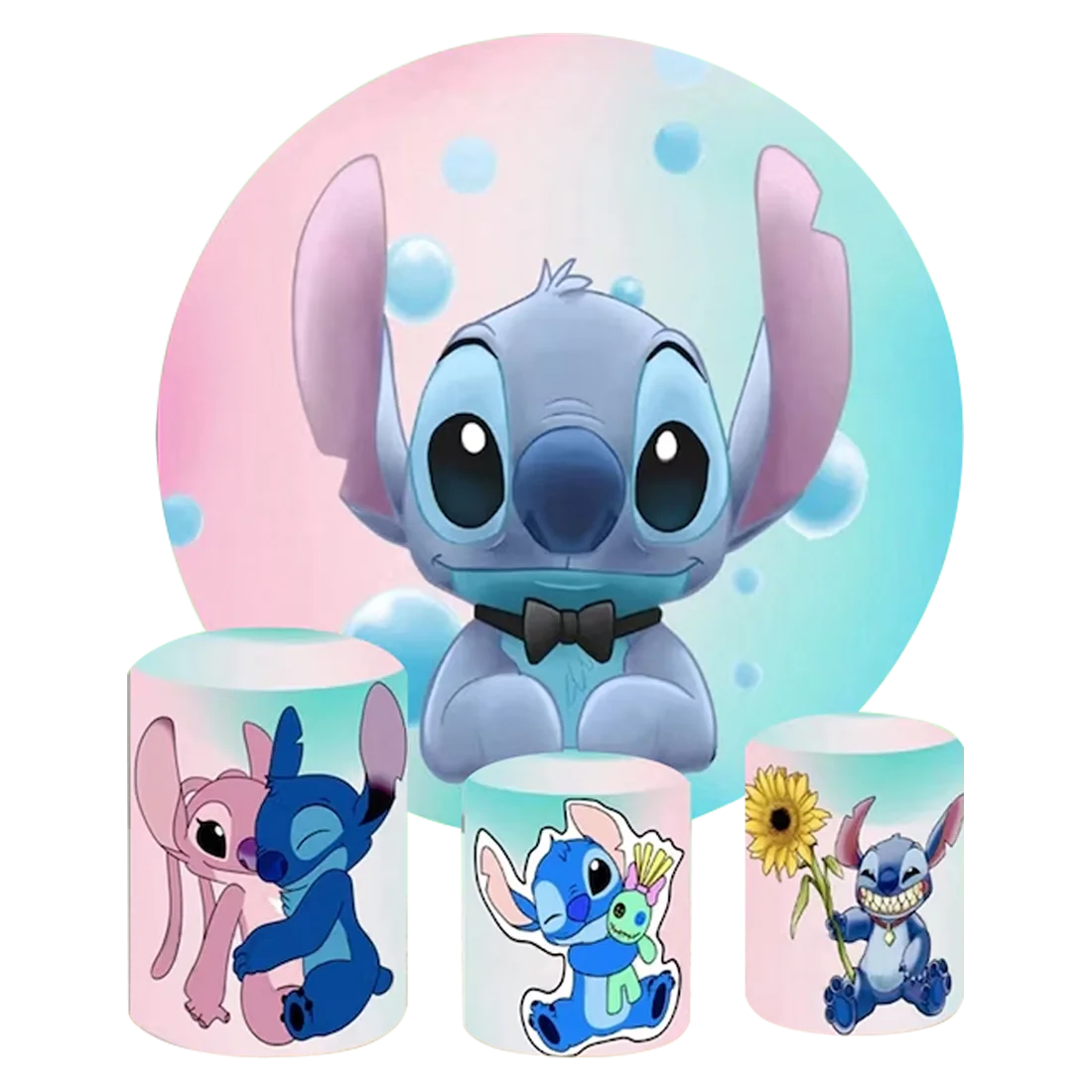 Lilo & Stitch Round Photography Backgrounds Cartoon Hawaii Hula Dance Kids Birthday Party Backdrops Plinth Covers Photo Studio