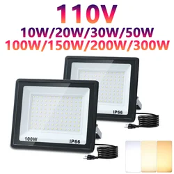 LED Flood Light With Plug Outdoor 100W 50W 30W 20W 10W AC110V Waterproof LED Reflector Spotlight Focus Lighting For Street Wall