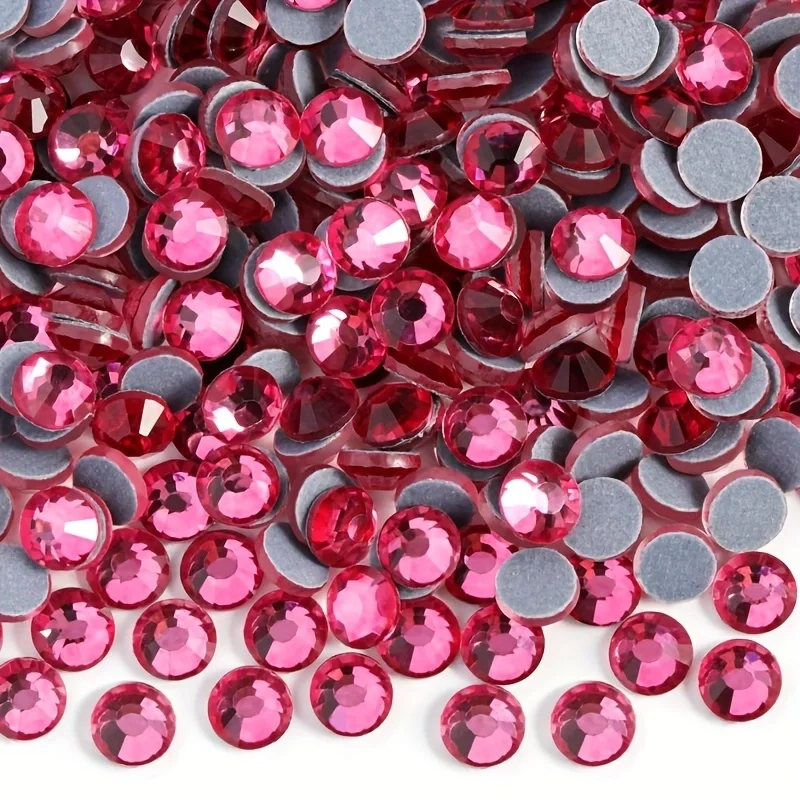 DMC Hotfix Rhinestones Rose/Fuchsia SS6-SS20 Flatback Glass Hotfix Rhinestone 1440Pcs do butów odzieżowych DIY