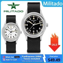 Militado ML22 Quartz Watch Miyota 2035 Movement K1 Glass Luminous BGW9 C3 100M Waterproof 36mm Vintage Men Watch