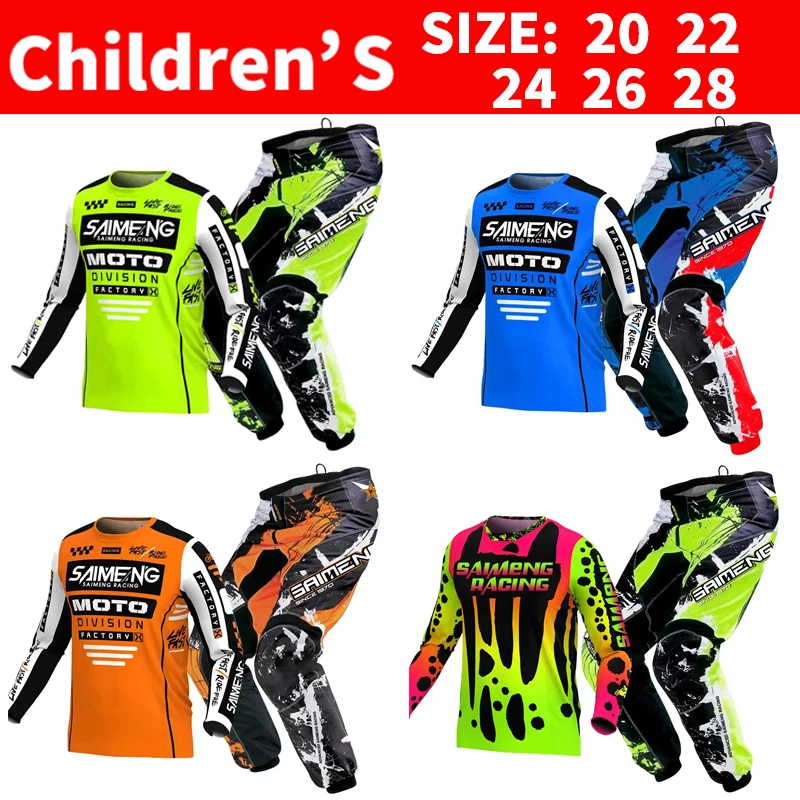 Camiseta y pantalones de Motocross para niño y niña, traje de carreras de motocicleta, conjunto de equipo, traje de carreras para jóvenes, mx