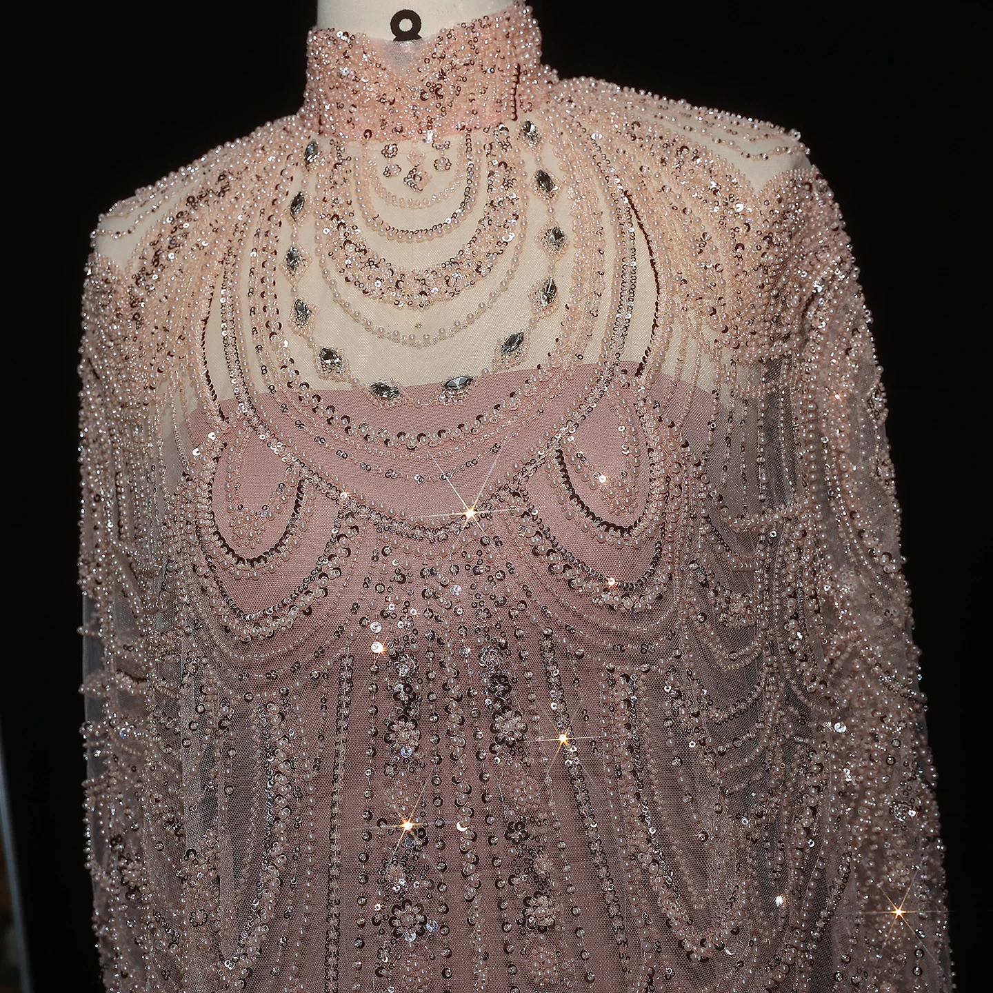 Sharon Said Luxuriöses Perlenbesetztes Dubai Nude Abendkleid für Arabische Frauen Hochzeit Eleganter Kaftan Formelle Partykleider SS780 Maßanfertigung – Detail 24