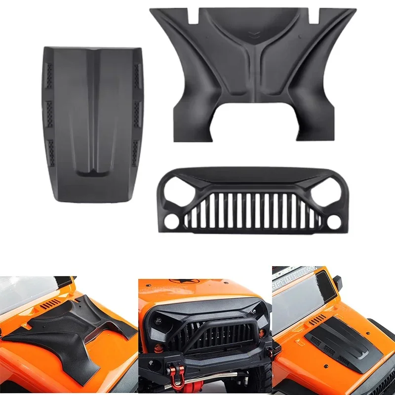 1:10 Jeep Wrangler Rubicon RC Karosserie für Axial SCX10/D90/90046/90047 – Angry Face Style, MS Hood Grille, 313 mm Radstand