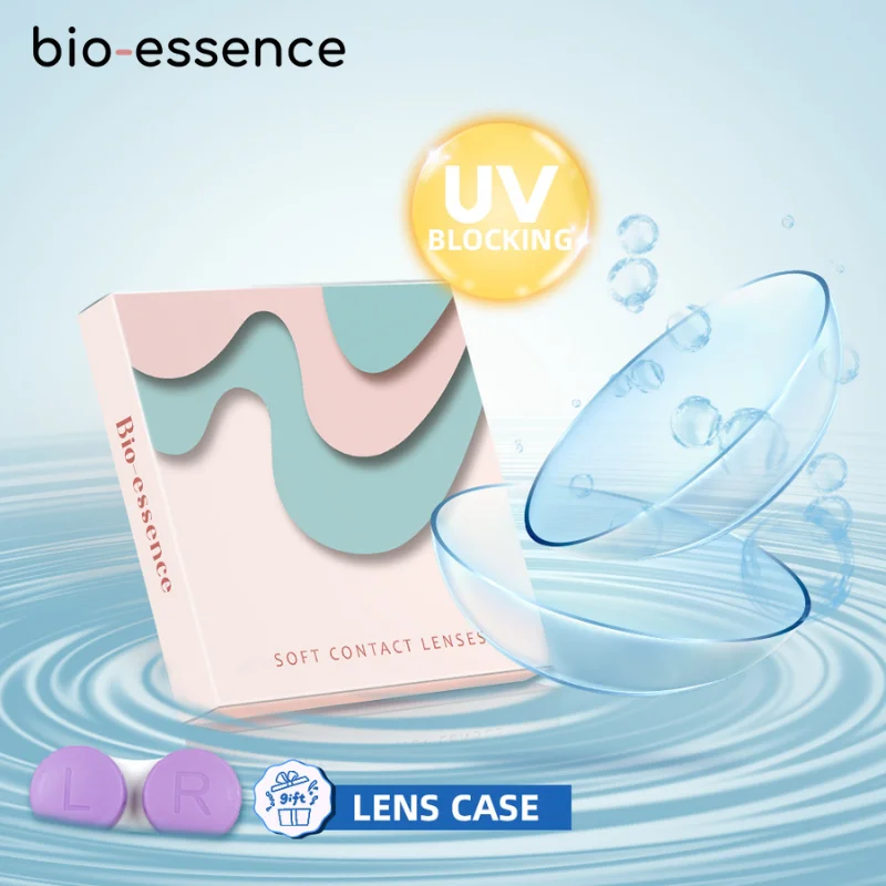 Bio-essence 1 par de lentes de contacto con dioptrías corrección de lentes con lentes transparentes de grado con lentes graduadas anuales