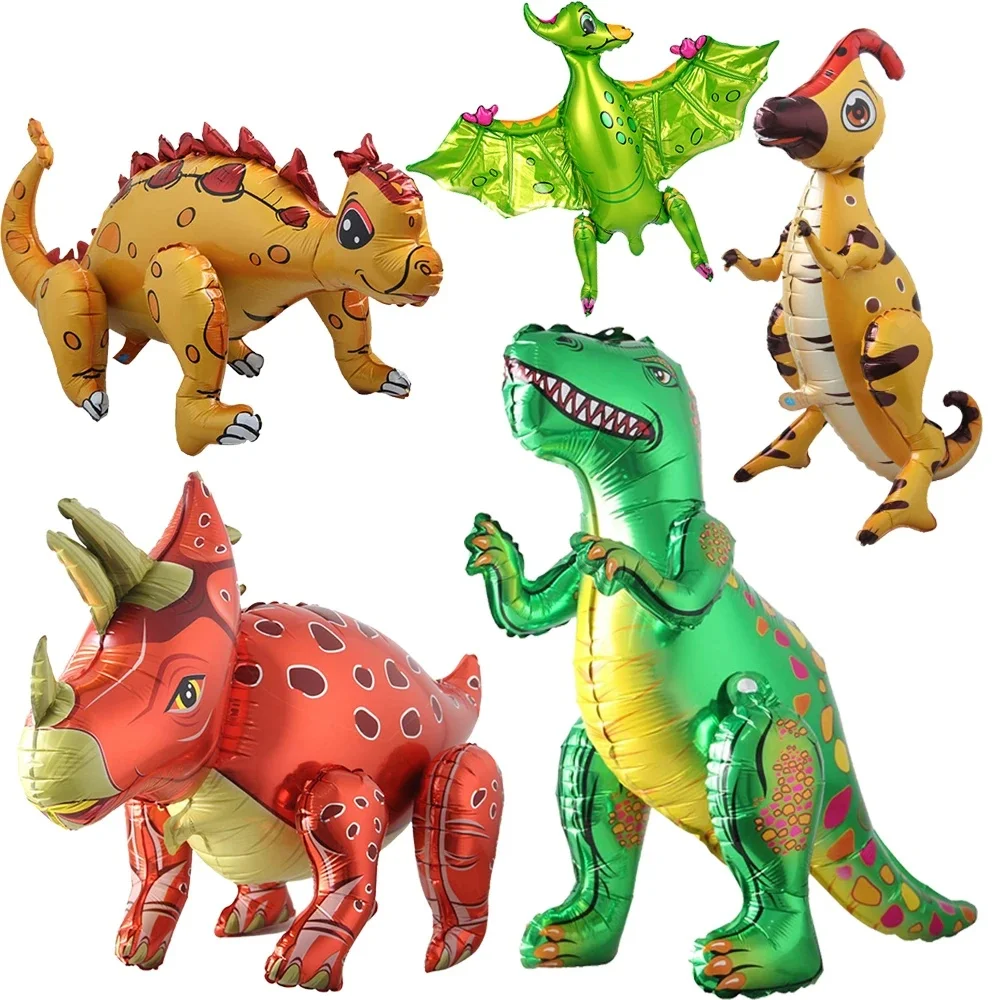 3D Stehender Dinosaurier Ballon Cartoon T Rex Dino Folienballon für Party Dekoration Kindergeburtstag Partyzubehör