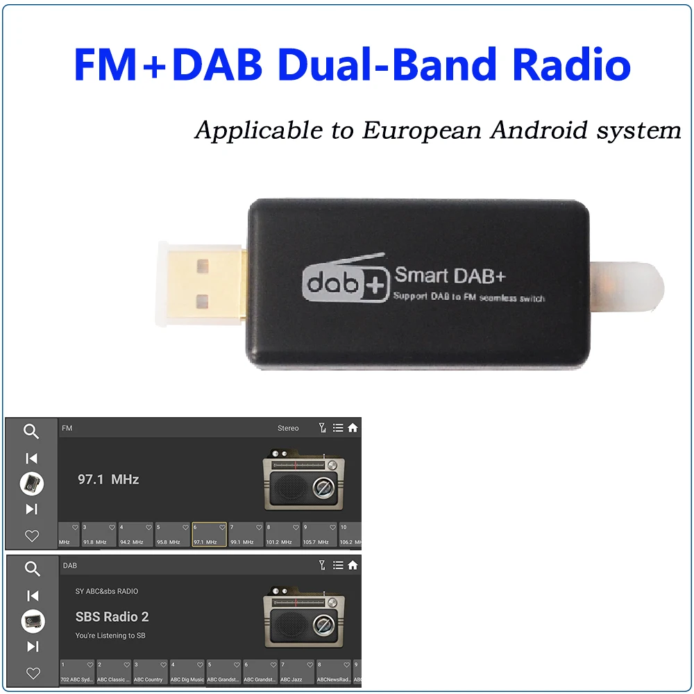 DAB and FM dual band radio One-touch switching USB car digital radio Compatible with European car Android navigation system